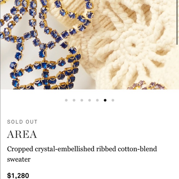 AREA NYC cropped crystal embellished ribbed cotton blend sweater - Picture 8 of 8